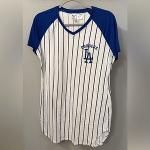 Los Angeles Dodgers Pinstripe Long Pajama Tee- Blue & White